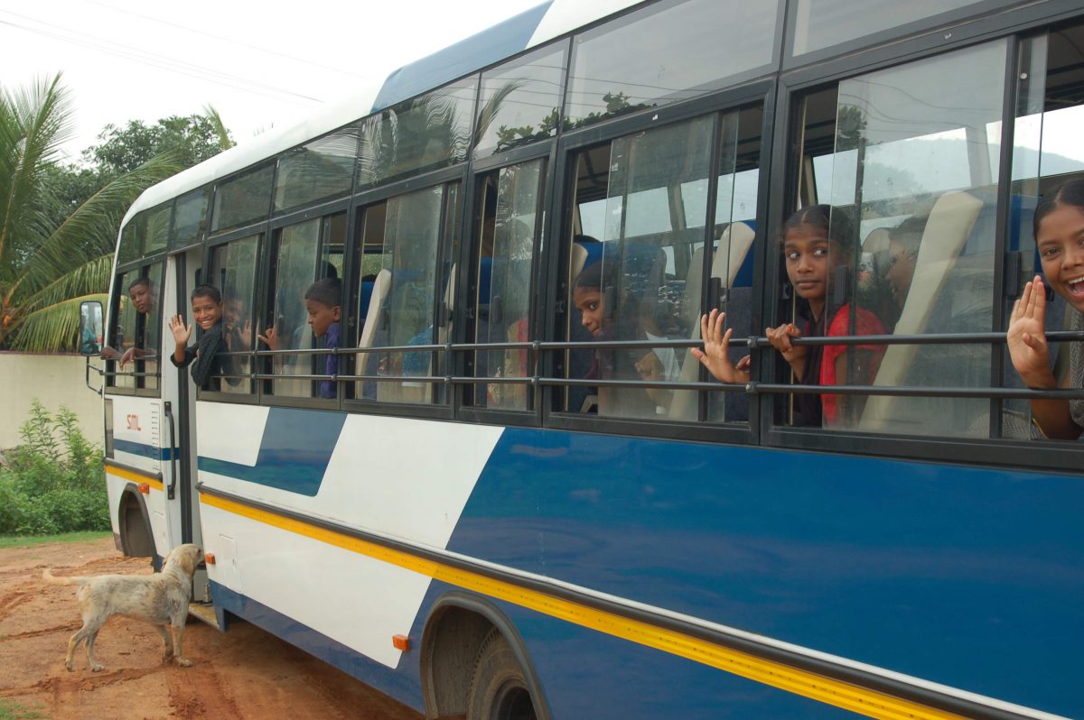 A bus on the campus of the Children of faith Home in India