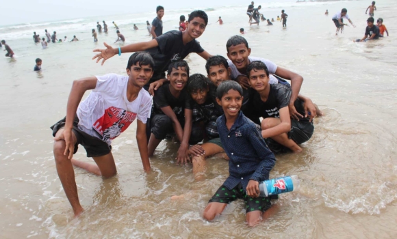 Children of Faith boys on a field trip to the beach