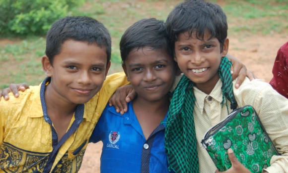 a group of boys from the Children of Faith home