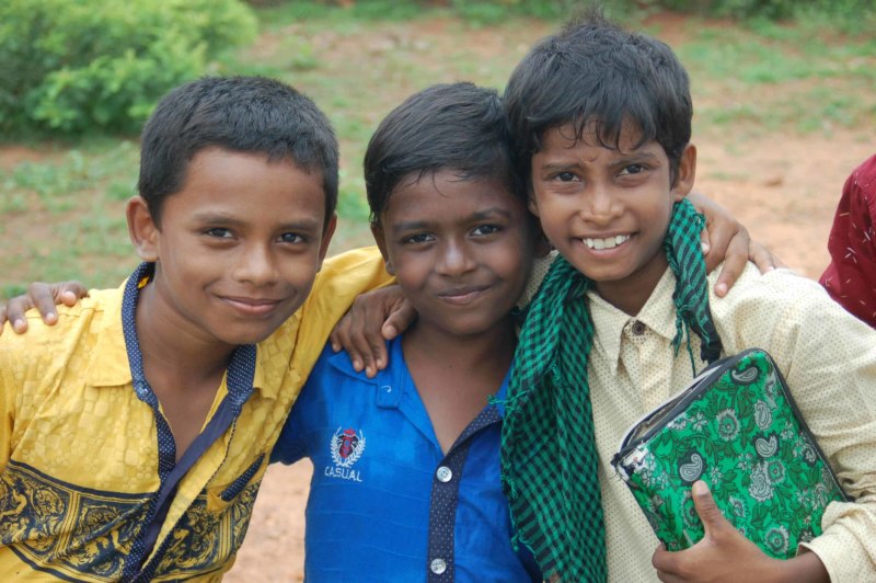 a group of boys from the Children of Faith home