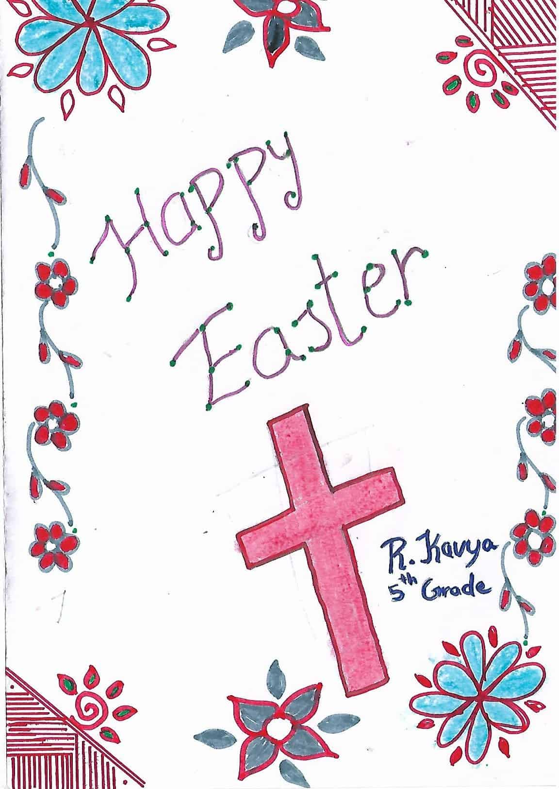 Easter greeting drawing by a child in a children's Home in India