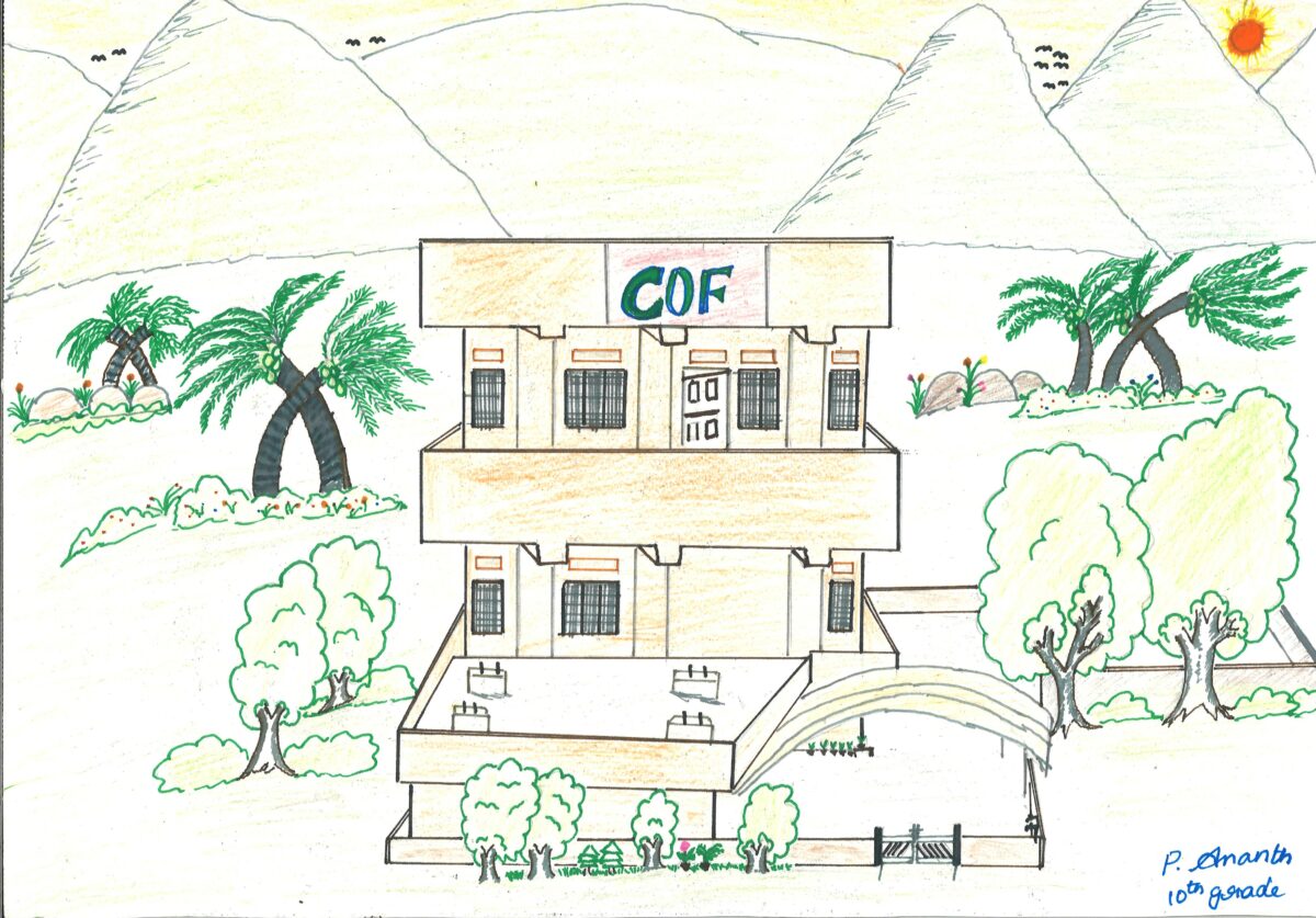 A 10th grade student has drawn the Children of Faith Home in India