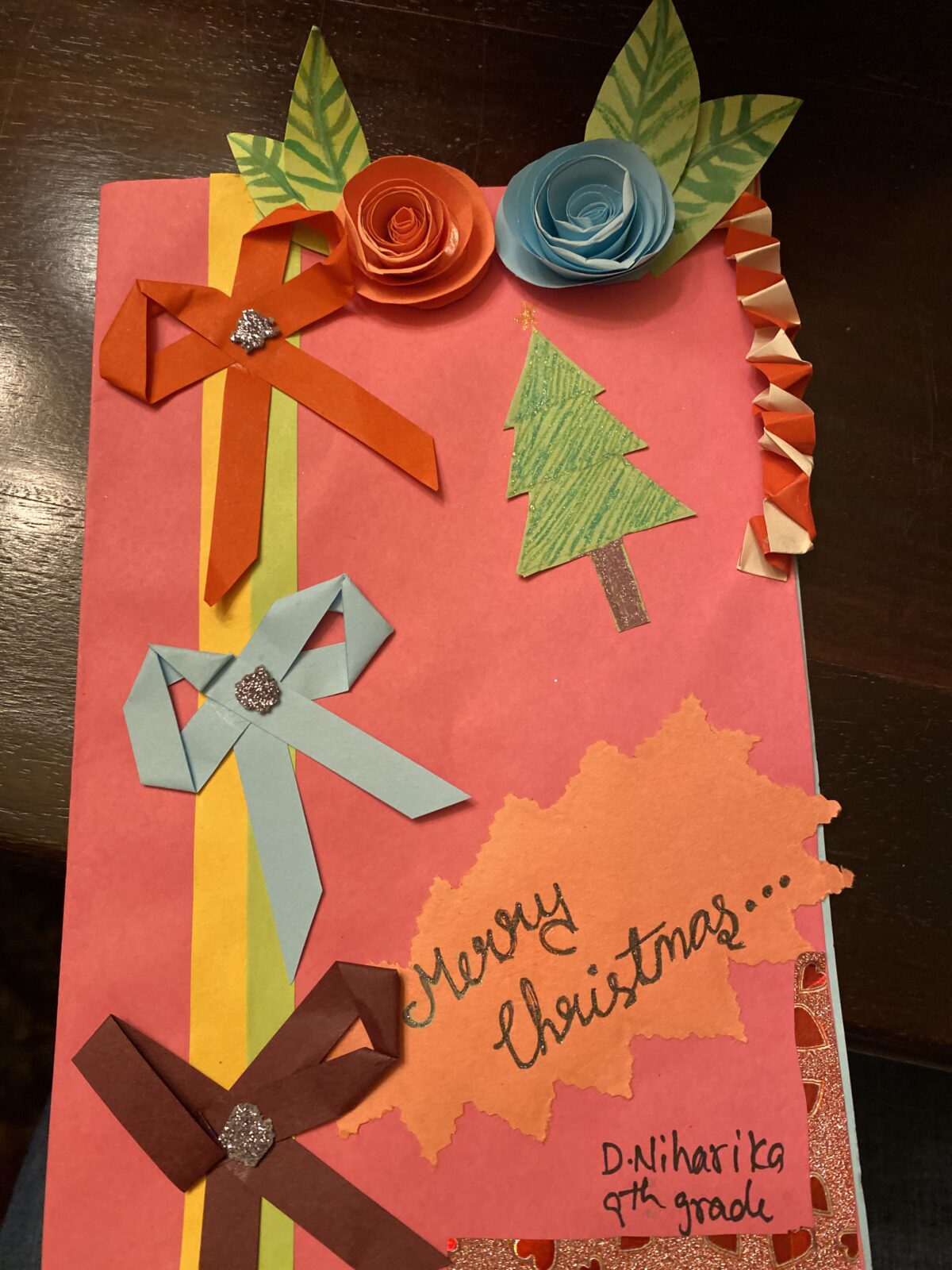 A beautiful card handmade as a thank you to the sponsor of a child in the Children of Faith Home in India.