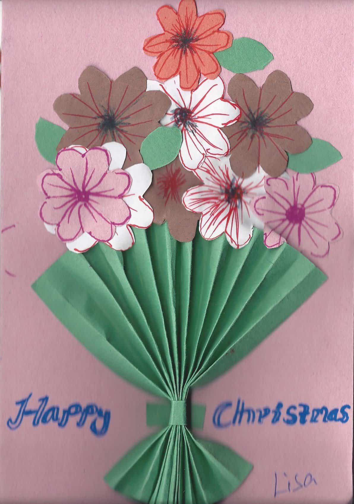 Handmade personalized Christmas Card made by a young child in India.