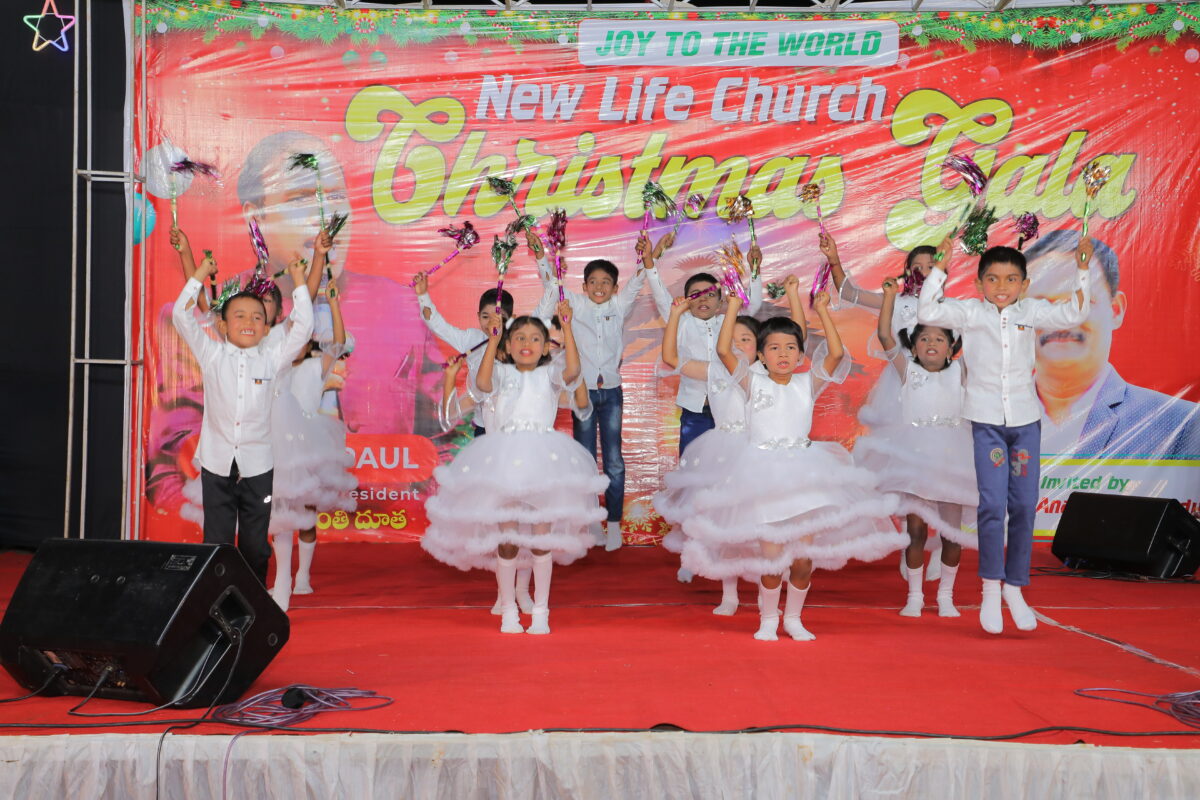 Children celebrating Christmas at Children of Faith in India