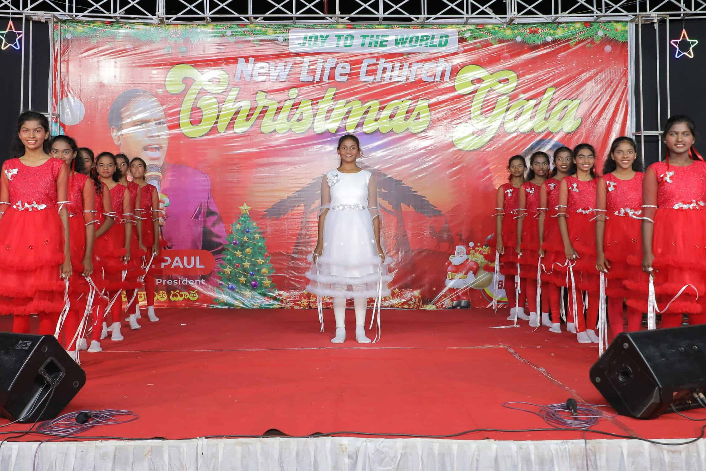 Girls celebrating Christmas at Children of Faith in India