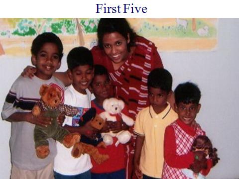 Rosie, the founder of Children of Faith with the first 5 children to  be part of the Home