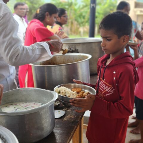 Serving rice at Children of Faith in Visakhapatnam, India