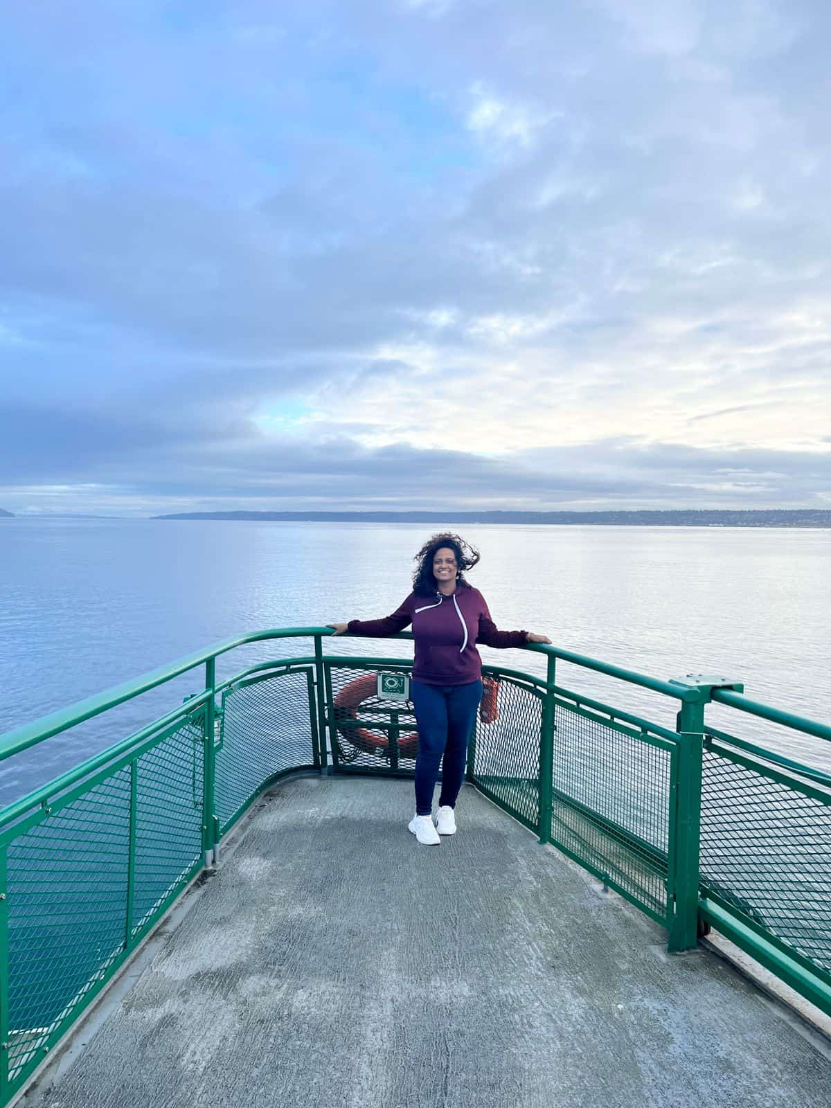 Rosie Thandu traveled on a ferry while telling supporters about Children of Faith Missions in India