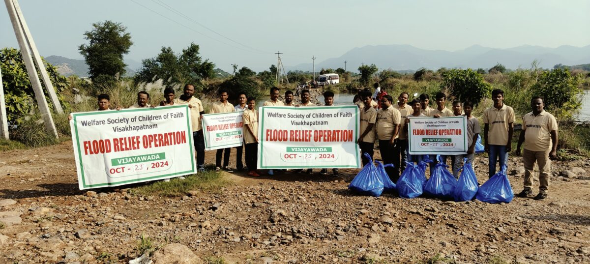 Volunteers traveled from the Children of Faith Home in India to Vijayawada to aid victims of floods there