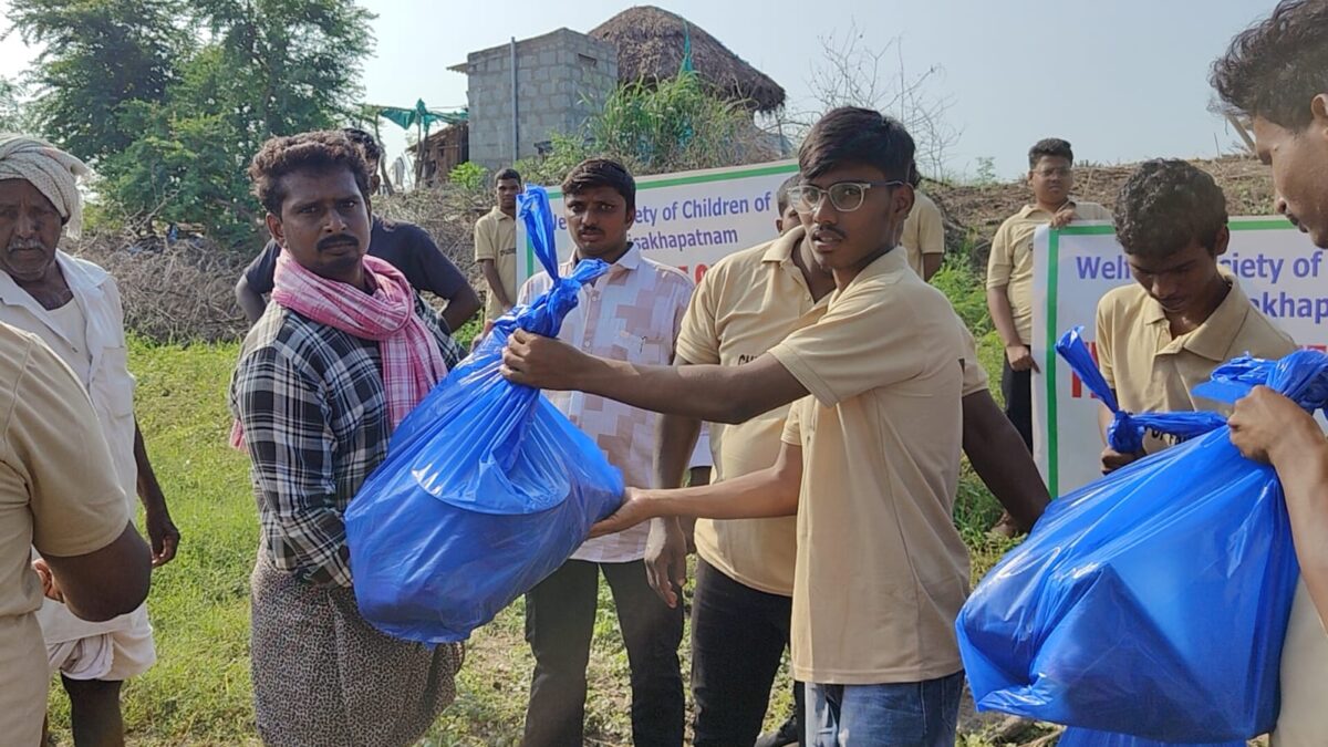 Volunteers from the children of Faith Home distributed need supplies to flood victims in Vijayawada, India