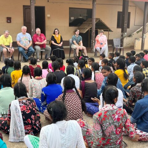 Visitors at the Children of Faith Home in India are welcomed with garlands of Marigolds