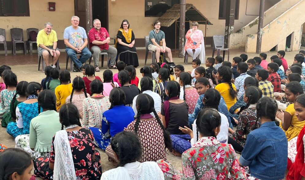 Visitors at the Children of Faith Home in India are welcomed with garlands of Marigolds