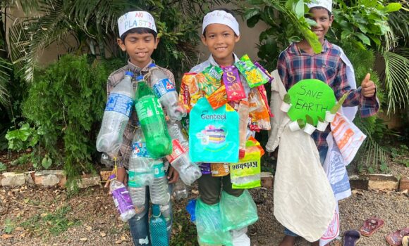 Children at the Children of Faith Home in India dress for a special day celebrating India Culture and Conservation
